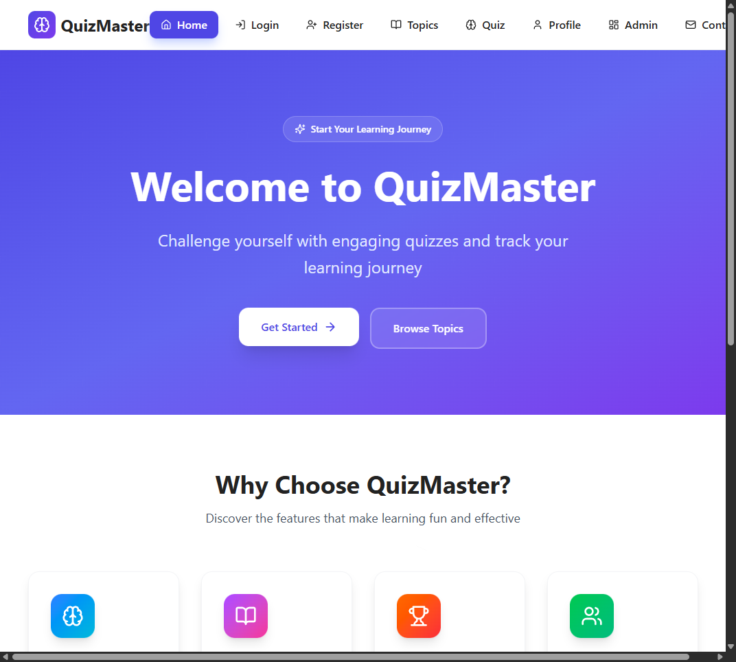 QuizMaster home page